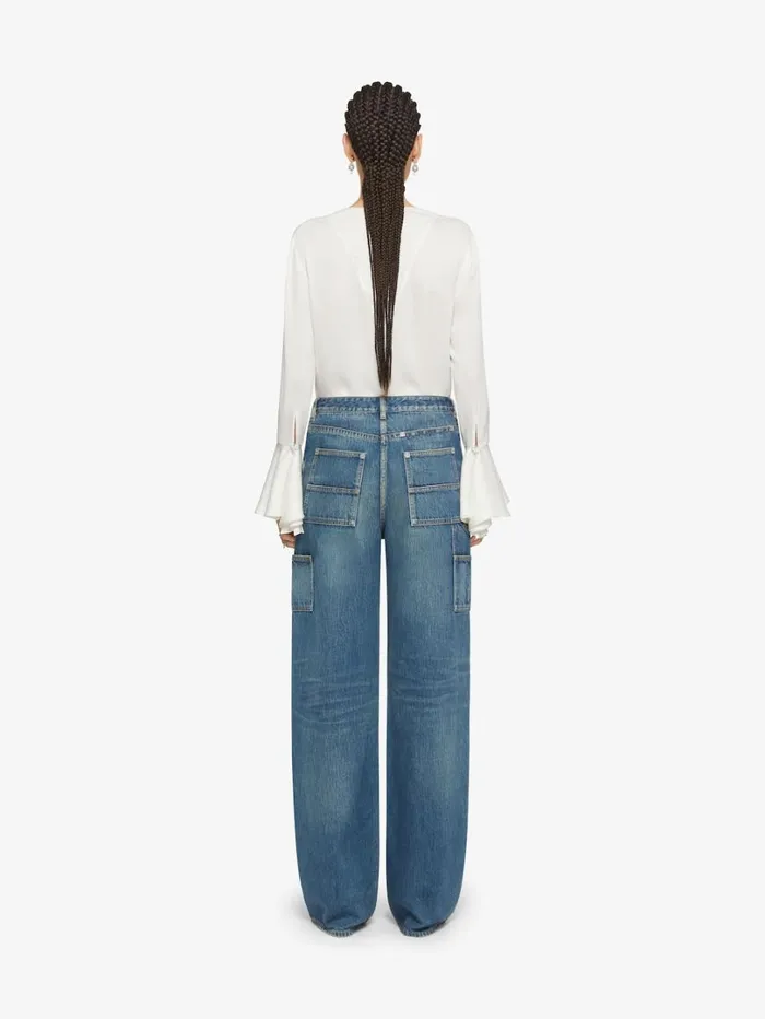 Givenchy Blouse In 4G Silk With Ruffles White Women Tops and Shirts