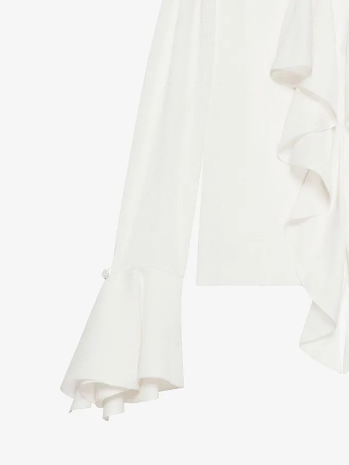 Givenchy Blouse In 4G Silk With Ruffles White Women Tops and Shirts