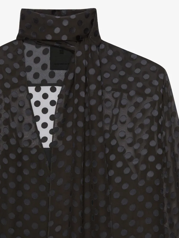 Givenchy Blouse In Polka Dots Dvor Satin With Lavallire Black Women Tops and Shirts