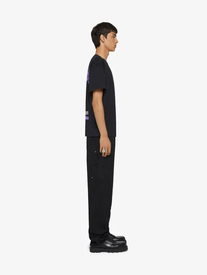 Givenchy Boxy Fit Tshirt In Cotton With Reflective Artwork Black Men TShirts