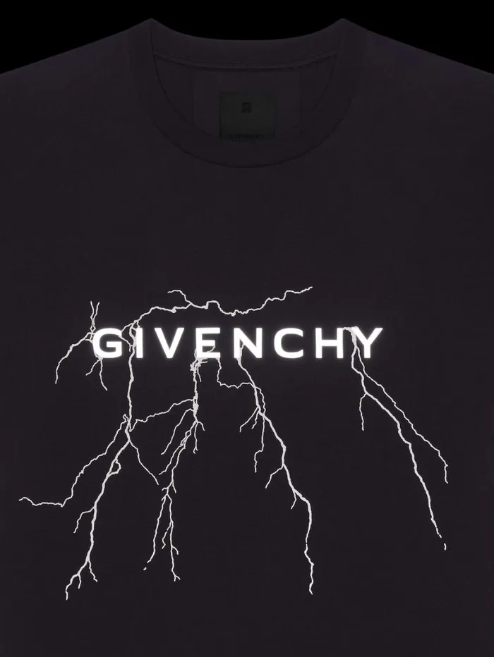 Givenchy Boxy Fit Tshirt In Cotton With Reflective Artwork Black Men TShirts