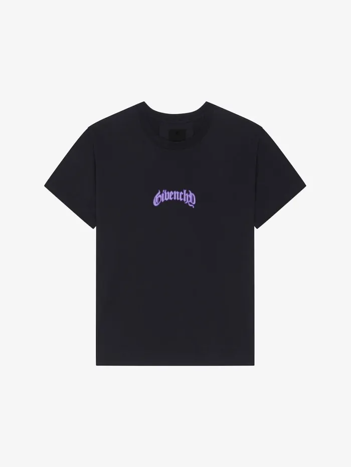 Givenchy Boxy Fit Tshirt In Cotton With Reflective Artwork Black Men TShirts