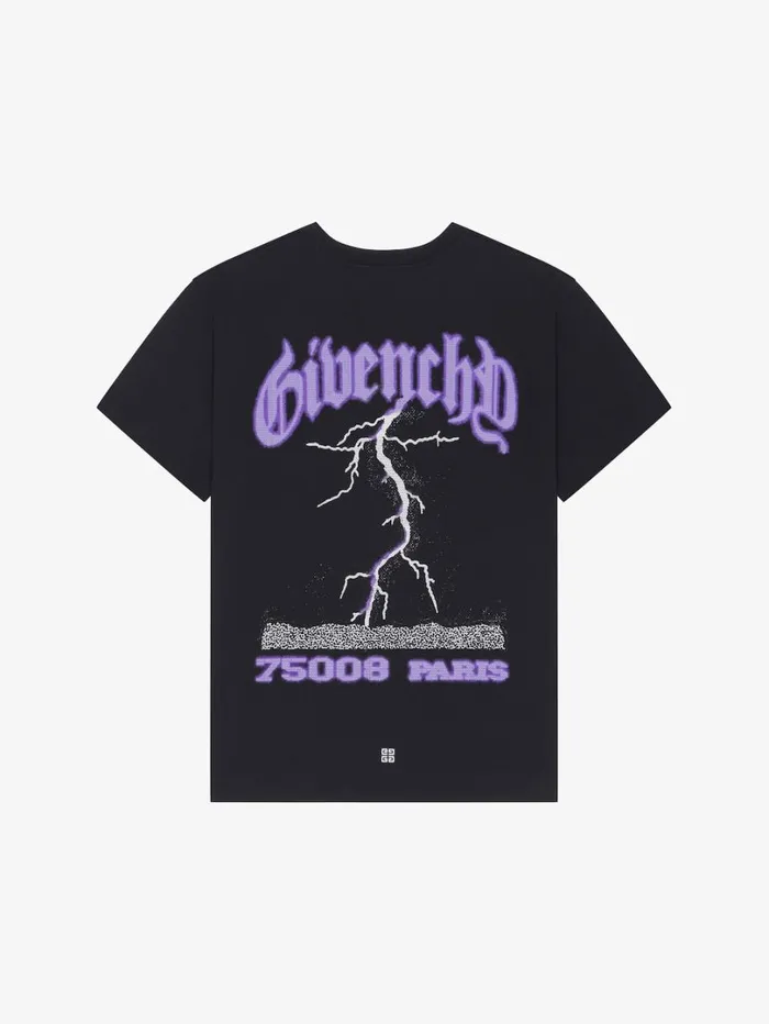 Givenchy Boxy Fit Tshirt In Cotton With Reflective Artwork Black Men TShirts