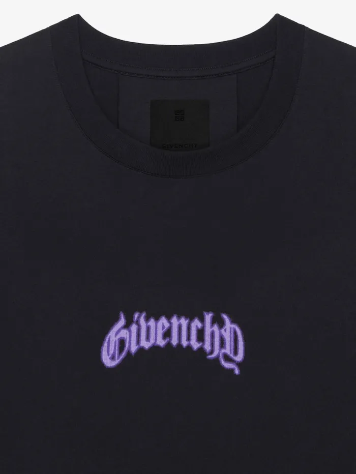 Givenchy Boxy Fit Tshirt In Cotton With Reflective Artwork Black Men TShirts