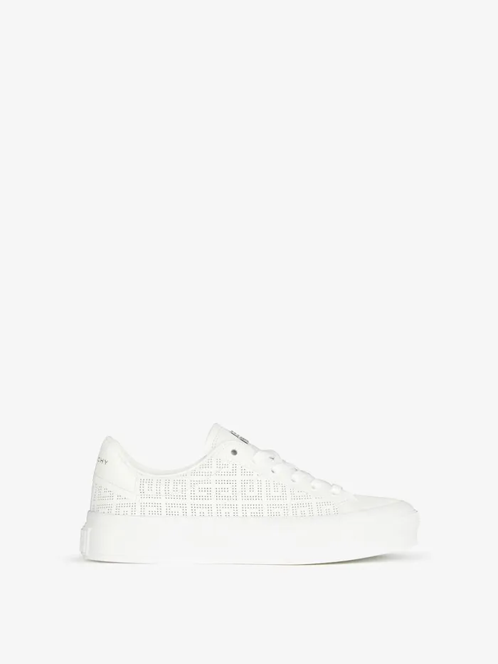 Givenchy City Sport Sneakers In 4G Perforated Leather White Women Sneakers