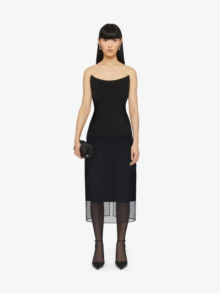 Givenchy Corset Bustier Top In Crepe And Satin Black Women Tops and Shirts