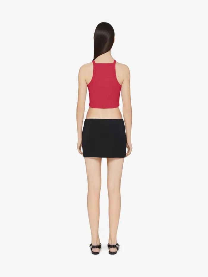 Givenchy Cropped Tank Top In Cotton With 4G Detail Raspberry Women TShirts