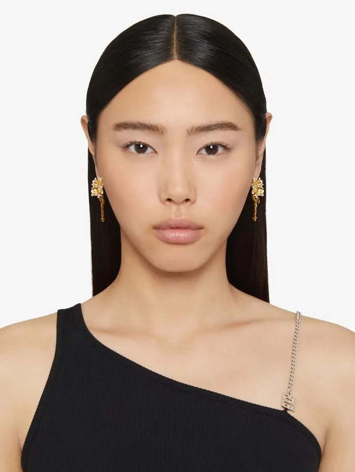 Givenchy Daisy Earrings In Metal And Enamel With Crystal Goldenwhite Women Jewelry Givenchy Daisy Earrings In Metal And Enamel With Crystal Goldenwhite Women Jewelry