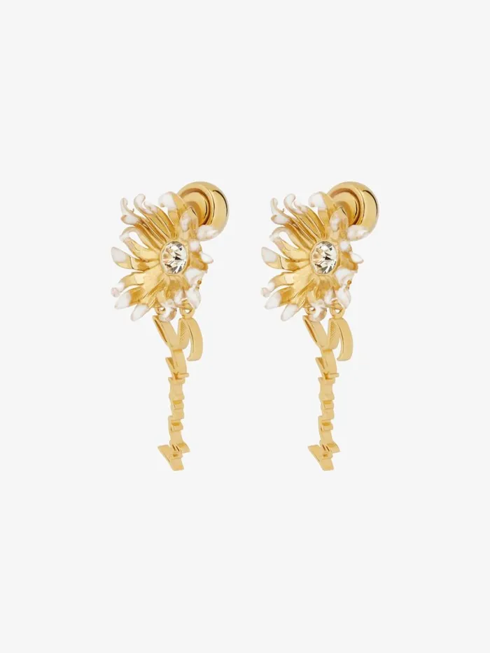 Givenchy Daisy Earrings In Metal And Enamel With Crystal Goldenwhite Women Jewelry Givenchy Daisy Earrings In Metal And Enamel With Crystal Goldenwhite Women Jewelry