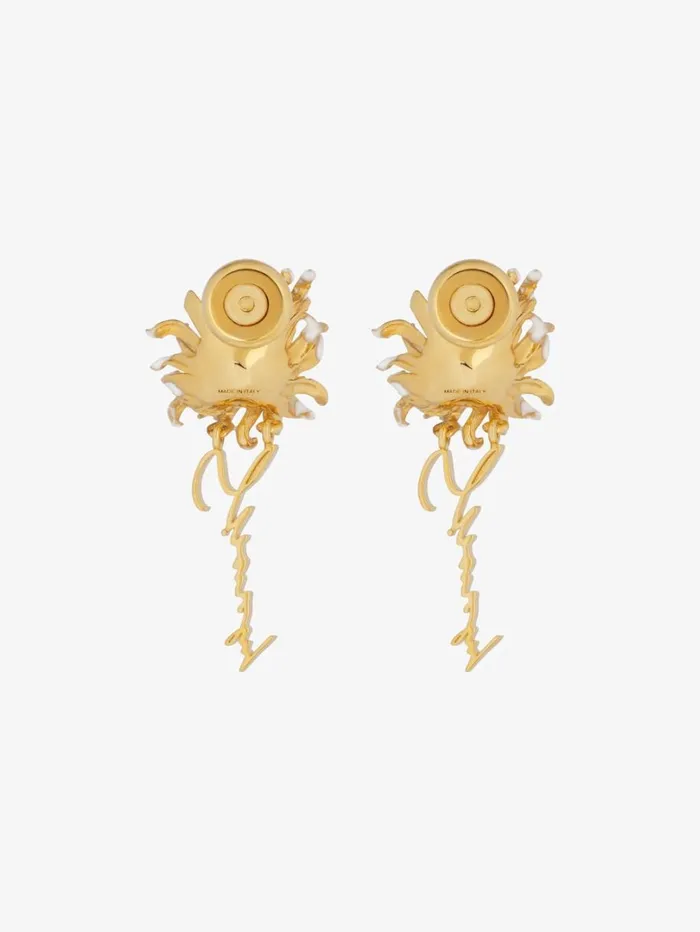 Givenchy Daisy Earrings In Metal And Enamel With Crystal Goldenwhite Women Jewelry Givenchy Daisy Earrings In Metal And Enamel With Crystal Goldenwhite Women Jewelry