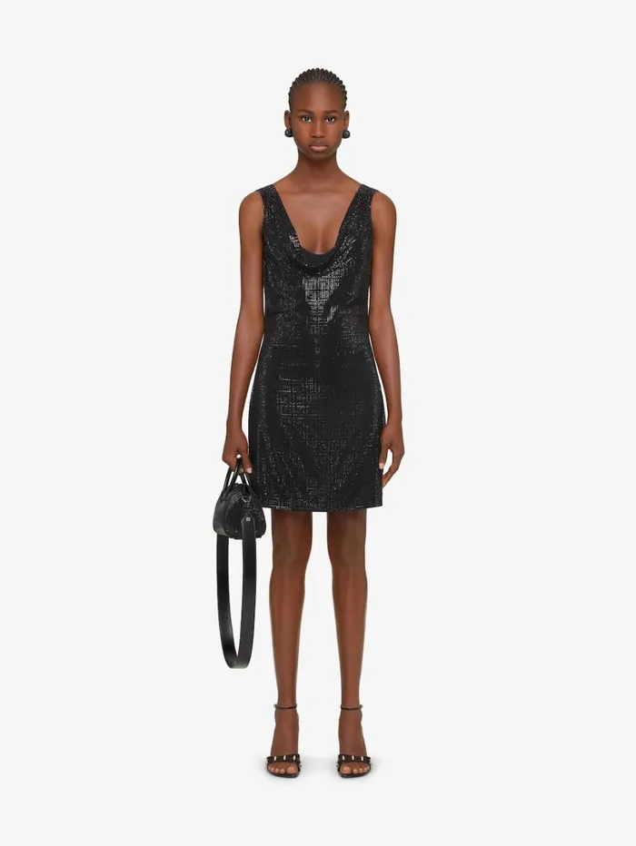 Givenchy Draped Dress In Silk With 4G Rhinestones Black Women Dresses