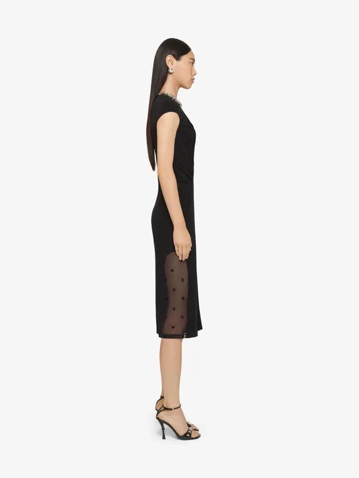 Givenchy Dress In Crepe And 4G Tulle Black Women Dresses