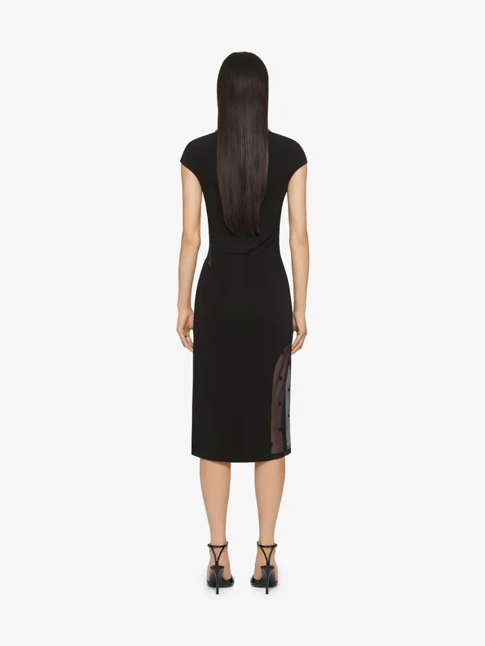 Givenchy Dress In Crepe And 4G Tulle Black Women Dresses