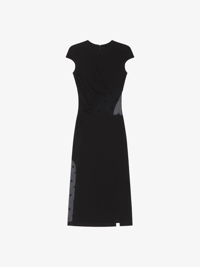 Givenchy Dress In Crepe And 4G Tulle Black Women Dresses