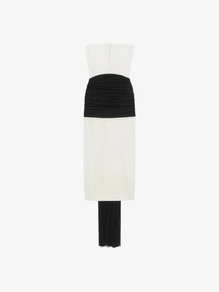 Givenchy Evening Bustier Draped Dress In Crepe With Silk Train Ivory Women Dresses