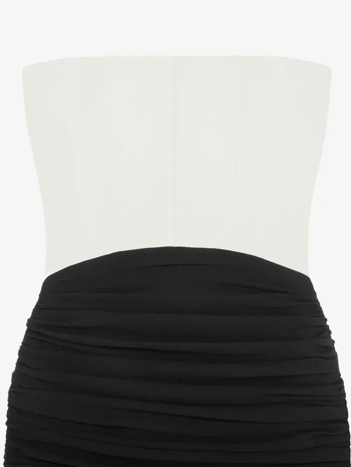 Givenchy Evening Bustier Draped Dress In Crepe With Silk Train Ivory Women Dresses