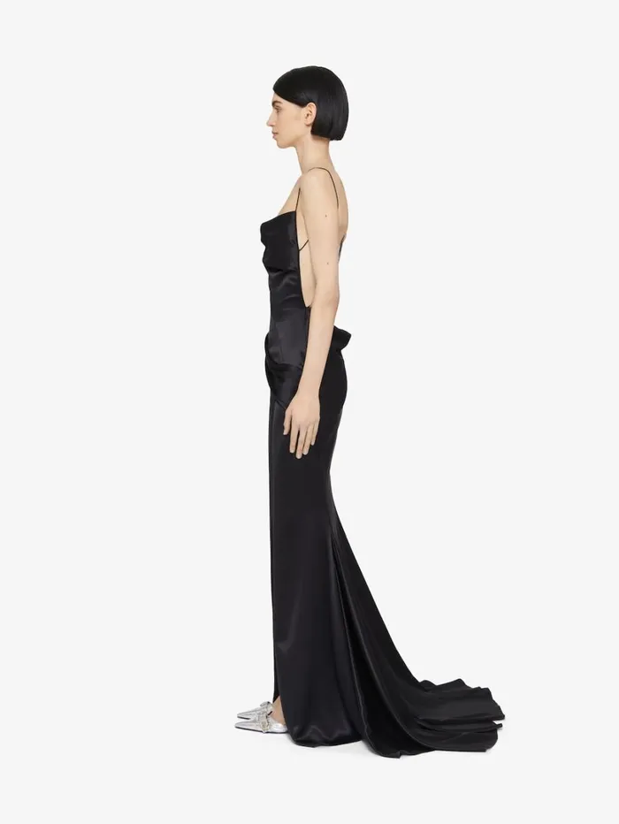 Givenchy Evening Draped Dress In Satin With Crystals Black Women Dresses