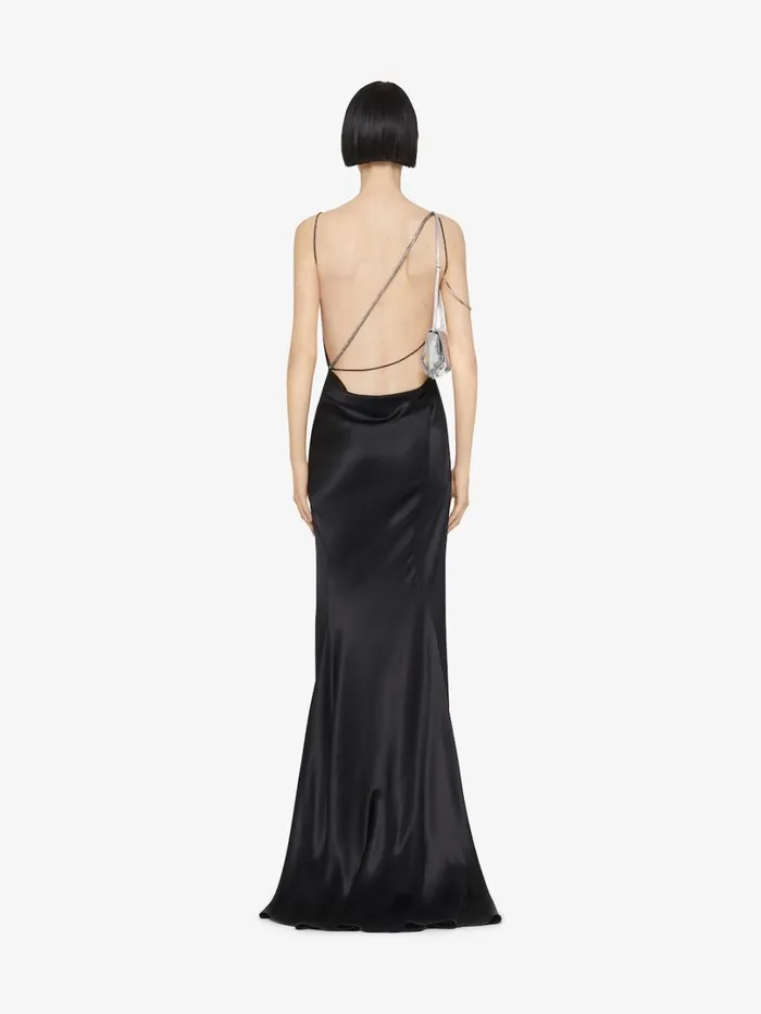 Givenchy Evening Draped Dress In Satin With Crystals Black Women Dresses