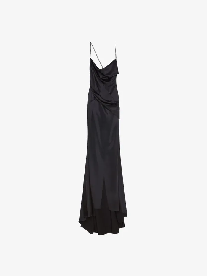 Givenchy Evening Draped Dress In Satin With Crystals Black Women Dresses
