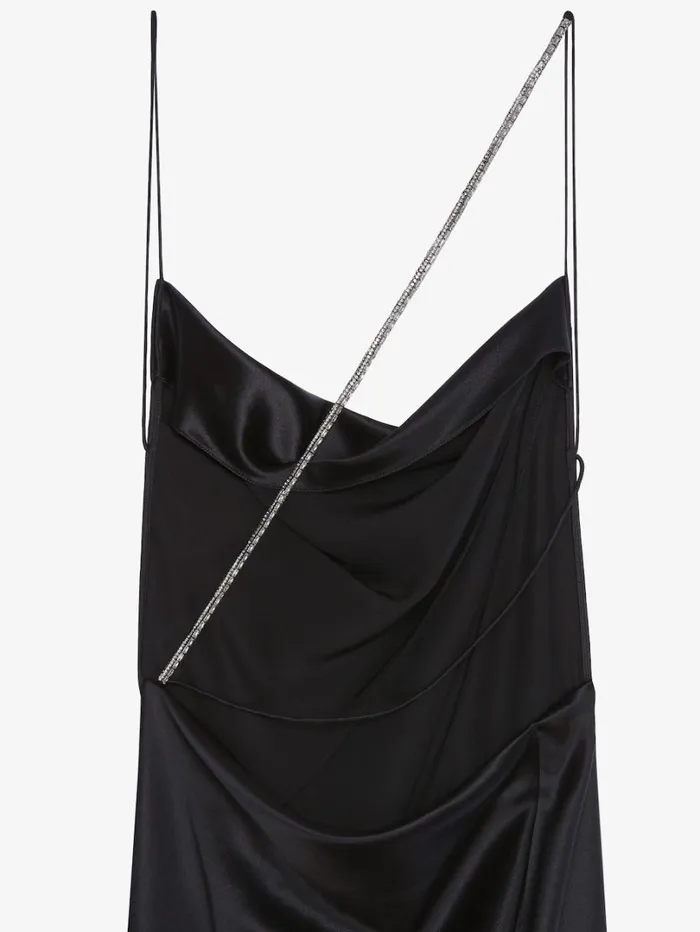 Givenchy Evening Draped Dress In Satin With Crystals Black Women Dresses