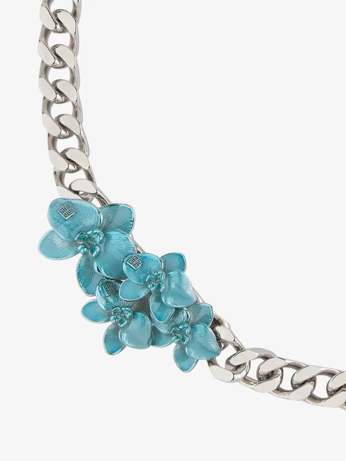 Givenchy Flower Necklace In Metal And Enamel Mineral Blue Men Jewelry Givenchy Flower Necklace In Metal And Enamel Mineral Blue Men Jewelry