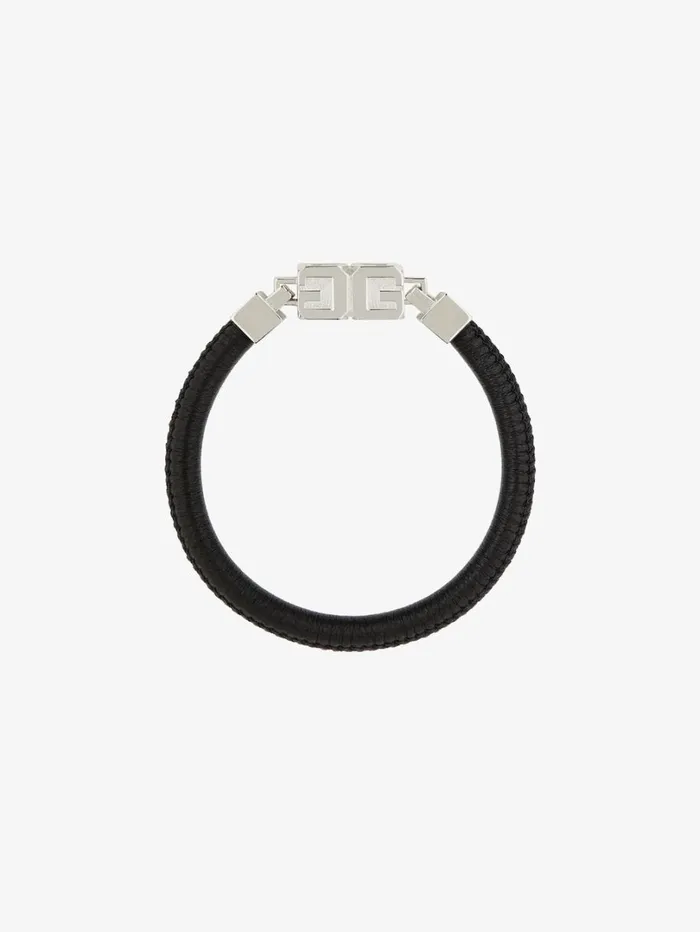 Givenchy G Cube Bracelet In Leather And Metal Blacksilvery WomenMen Jewelry