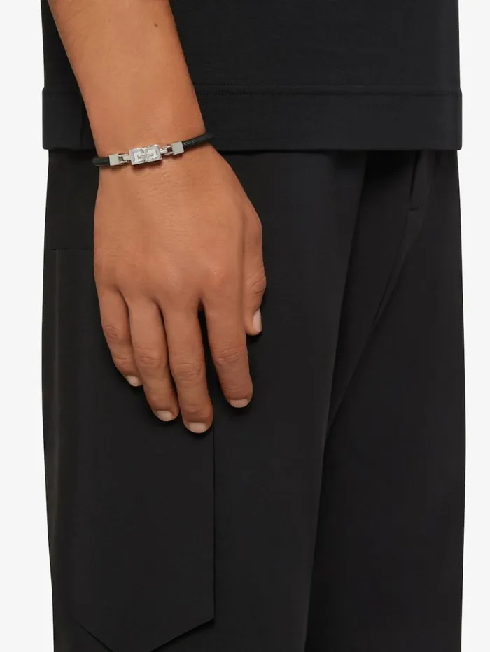 Givenchy G Cube Bracelet In Leather And Metal Blacksilvery WomenMen Jewelry Givenchy G Cube Bracelet In Leather And Metal Blacksilvery WomenMen Jewelry