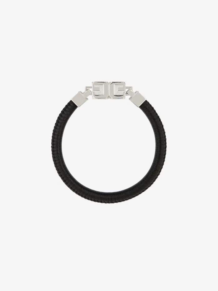 Givenchy G Cube Bracelet In Leather And Metal Blacksilvery WomenMen Jewelry Givenchy G Cube Bracelet In Leather And Metal Blacksilvery WomenMen Jewelry