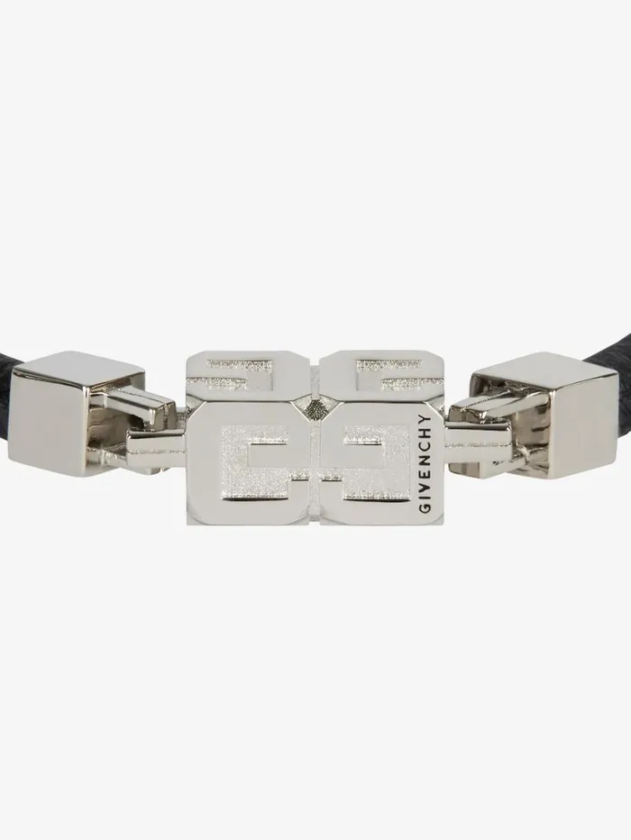 Givenchy G Cube Bracelet In Leather And Metal Blacksilvery WomenMen Jewelry Givenchy G Cube Bracelet In Leather And Metal Blacksilvery WomenMen Jewelry