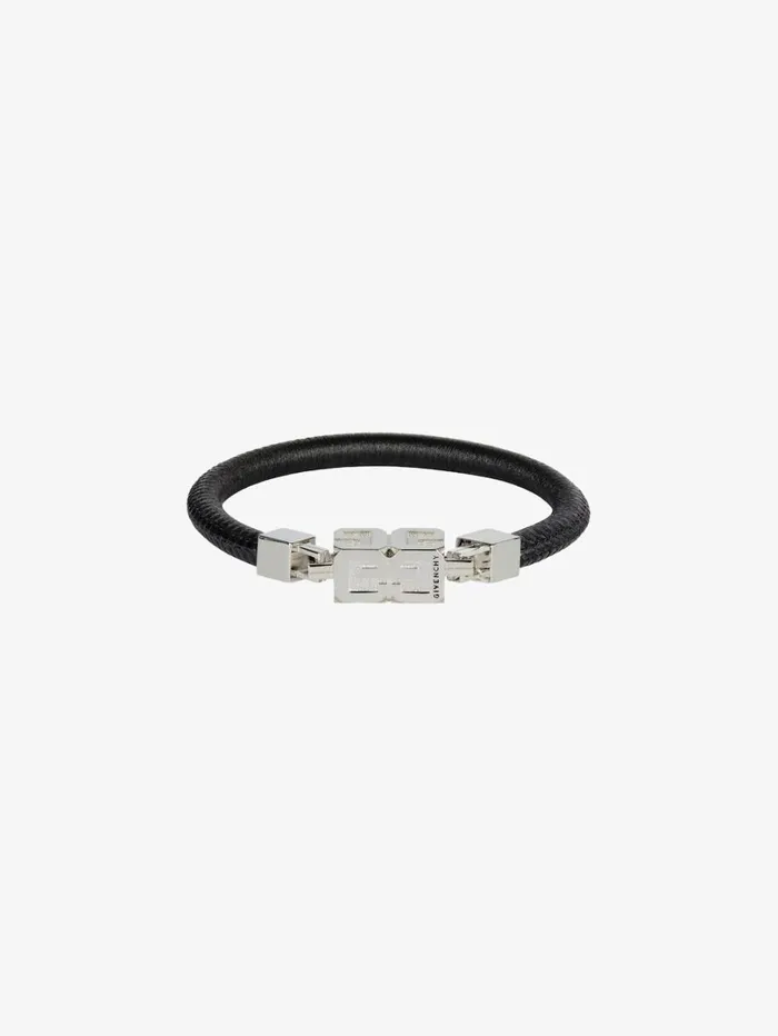Givenchy G Cube Bracelet In Leather And Metal Blacksilvery WomenMen Jewelry Givenchy G Cube Bracelet In Leather And Metal Blacksilvery WomenMen Jewelry