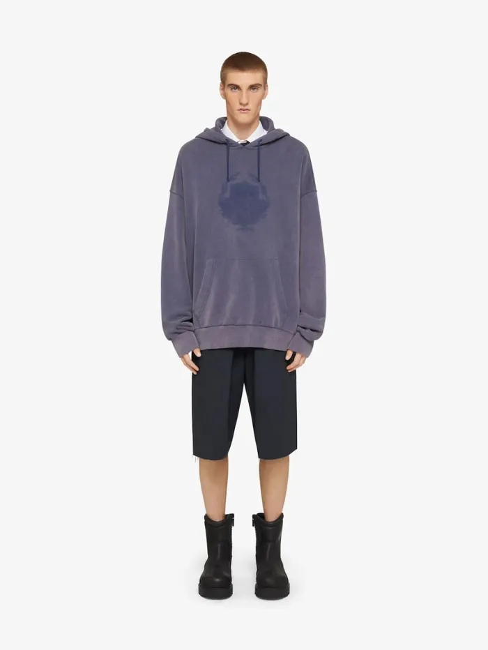 Givenchy GIVENCHY Shadow Oversized Hoodie In Fleece Medium Blue Men Sweatshirts and Hoodies