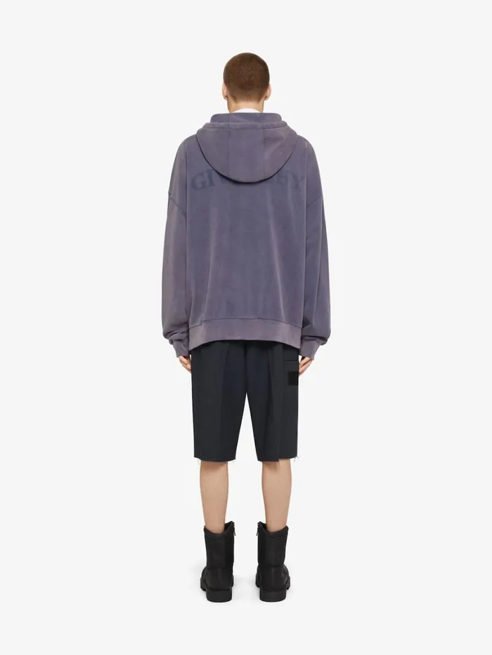 Givenchy GIVENCHY Shadow Oversized Hoodie In Fleece Medium Blue Men Sweatshirts and Hoodies