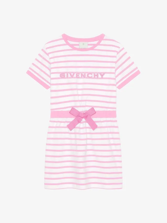Givenchy GIVENCHY Striped Dress In Cotton Whitepink Women Girl 4 To 12 Years