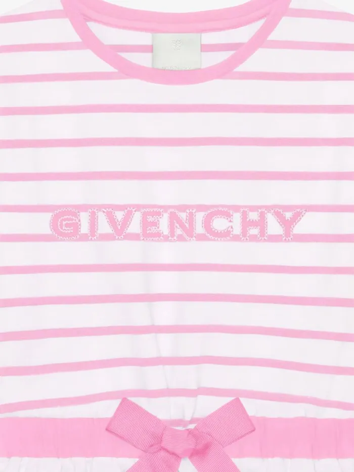 Givenchy GIVENCHY Striped Dress In Cotton Whitepink Women Girl 4 To 12 Years