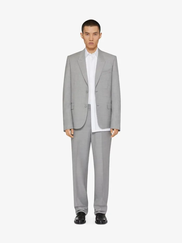 Givenchy Jacket In Wool Greywhite Men Coats and Jackets