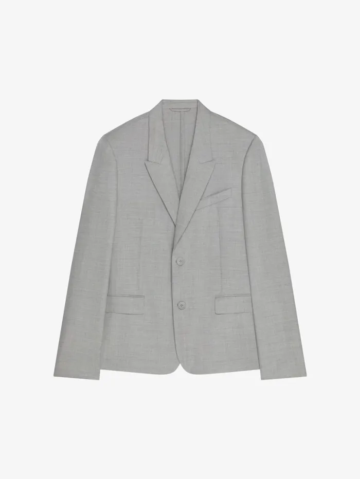 Givenchy Jacket In Wool Greywhite Men Coats and Jackets