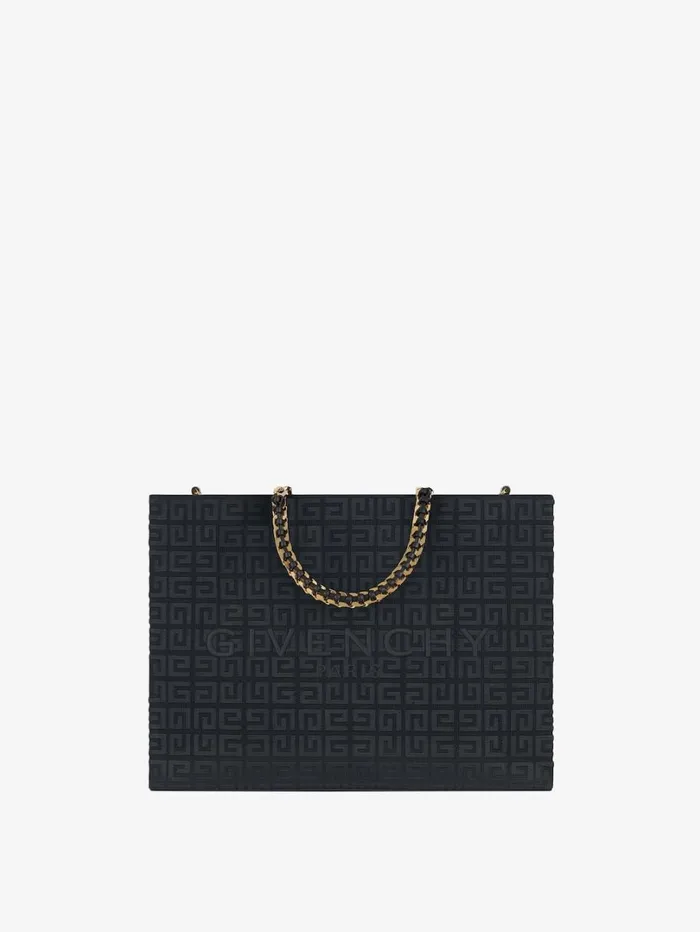Givenchy Medium GTote Shopping Bag In 4G Embroidery With Chain Black Women Shoulder Bags Givenchy Medium GTote Shopping Bag In 4G Embroidery With Chain Black Women Shoulder Bags
