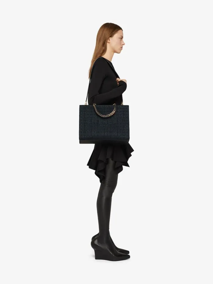 Givenchy Medium GTote Shopping Bag In 4G Embroidery With Chain Black Women Shoulder Bags Givenchy Medium GTote Shopping Bag In 4G Embroidery With Chain Black Women Shoulder Bags