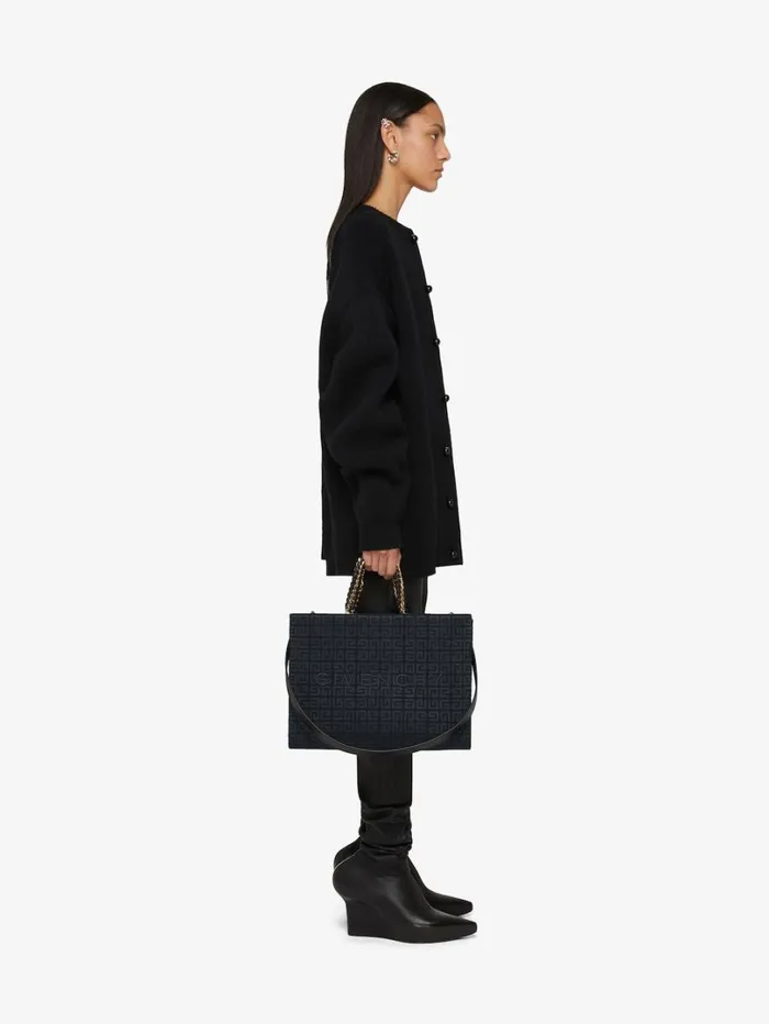 Givenchy Medium GTote Shopping Bag In 4G Embroidery With Chain Black Women Shoulder Bags Givenchy Medium GTote Shopping Bag In 4G Embroidery With Chain Black Women Shoulder Bags