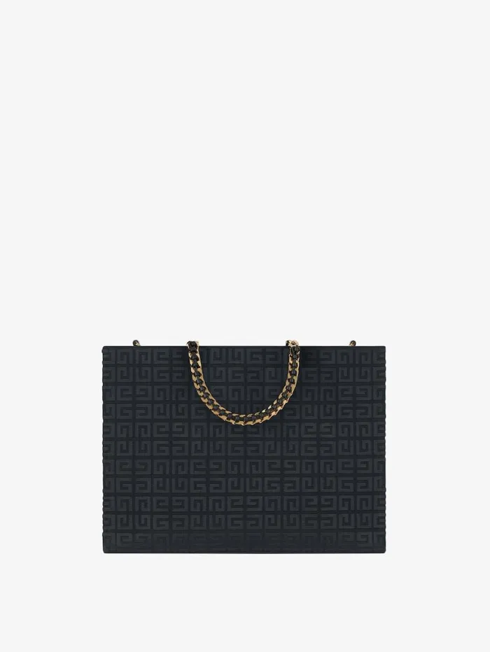 Givenchy Medium GTote Shopping Bag In 4G Embroidery With Chain Black Women Shoulder Bags Givenchy Medium GTote Shopping Bag In 4G Embroidery With Chain Black Women Shoulder Bags