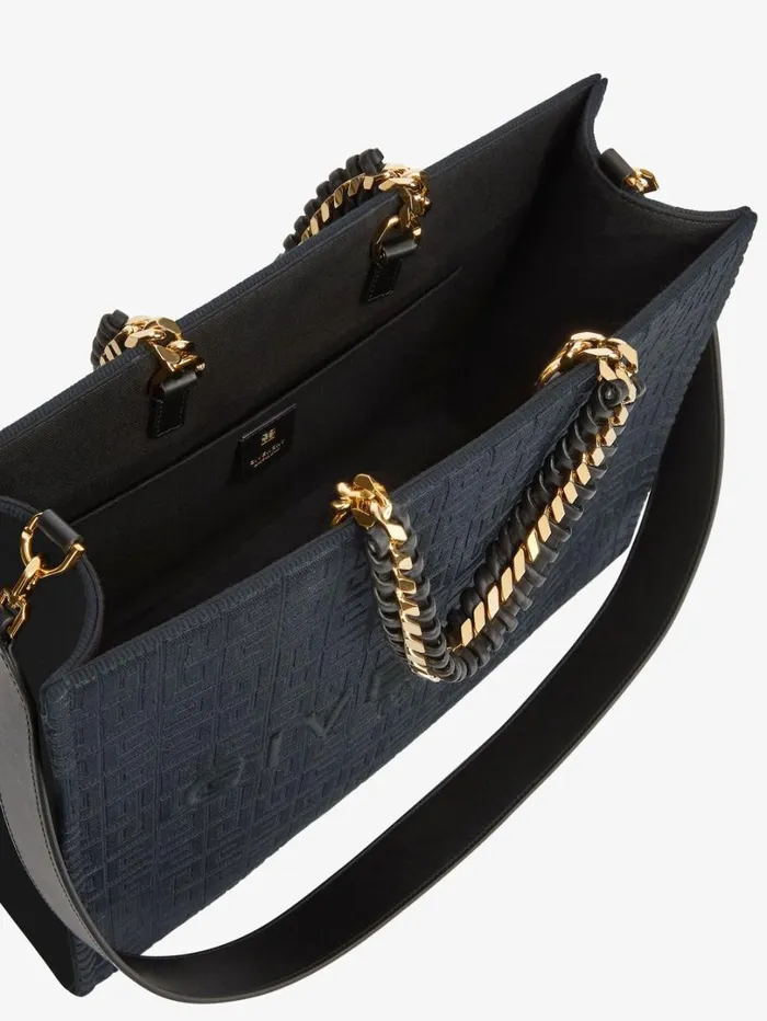 Givenchy Medium GTote Shopping Bag In 4G Embroidery With Chain Black Women Shoulder Bags Givenchy Medium GTote Shopping Bag In 4G Embroidery With Chain Black Women Shoulder Bags