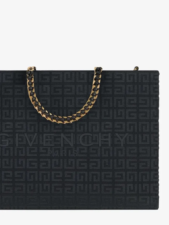 Givenchy Medium GTote Shopping Bag In 4G Embroidery With Chain Black Women Shoulder Bags Givenchy Medium GTote Shopping Bag In 4G Embroidery With Chain Black Women Shoulder Bags