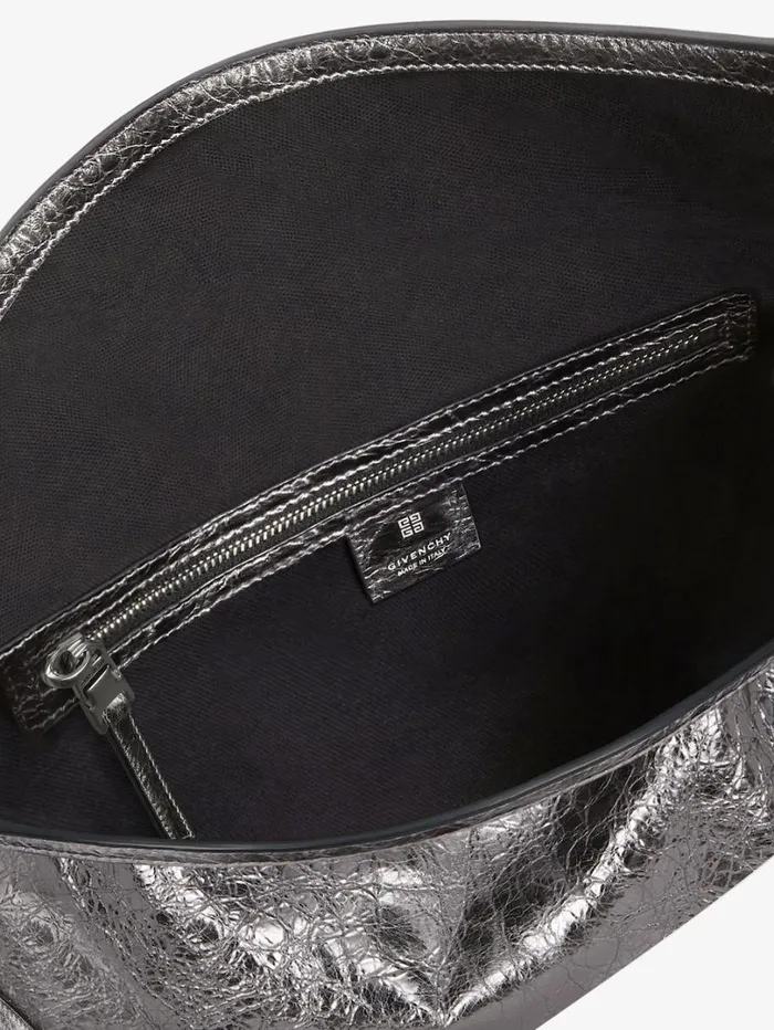 Givenchy Medium Voyou Chain Bag In Laminated Leather Silvery Grey Women Shoulder Bags Givenchy Medium Voyou Chain Bag In Laminated Leather Silvery Grey Women Shoulder Bags