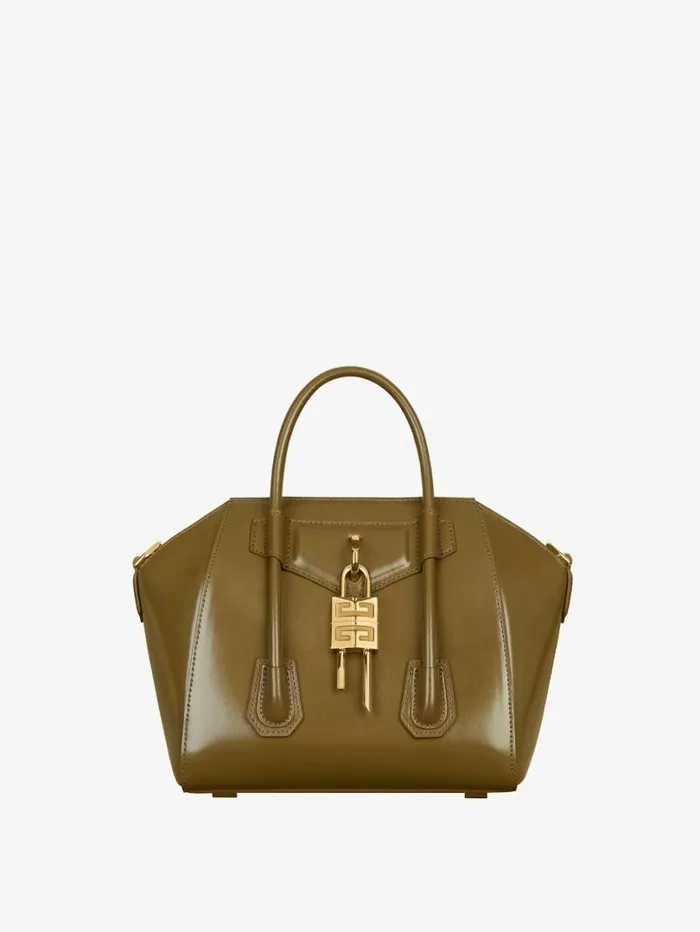 Givenchy Mini Antigona Lock Bag In Box Leather Dark Khaki Women Crossbody Bags Givenchy Mini Antigona Lock Bag In Box Leather Dark Khaki Women Crossbody Bags
