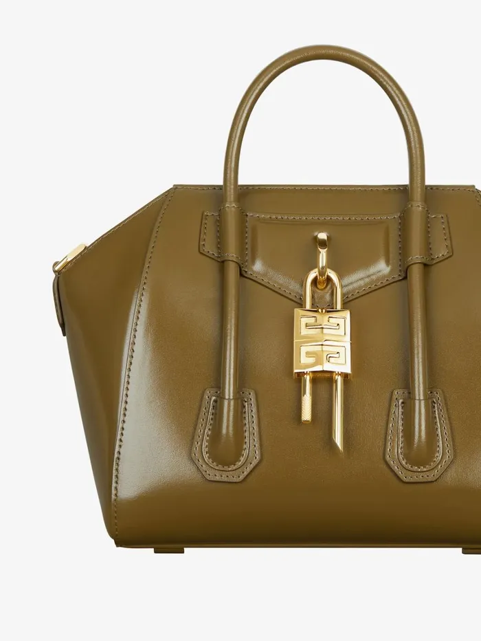 Givenchy Mini Antigona Lock Bag In Box Leather Dark Khaki Women Crossbody Bags Givenchy Mini Antigona Lock Bag In Box Leather Dark Khaki Women Crossbody Bags