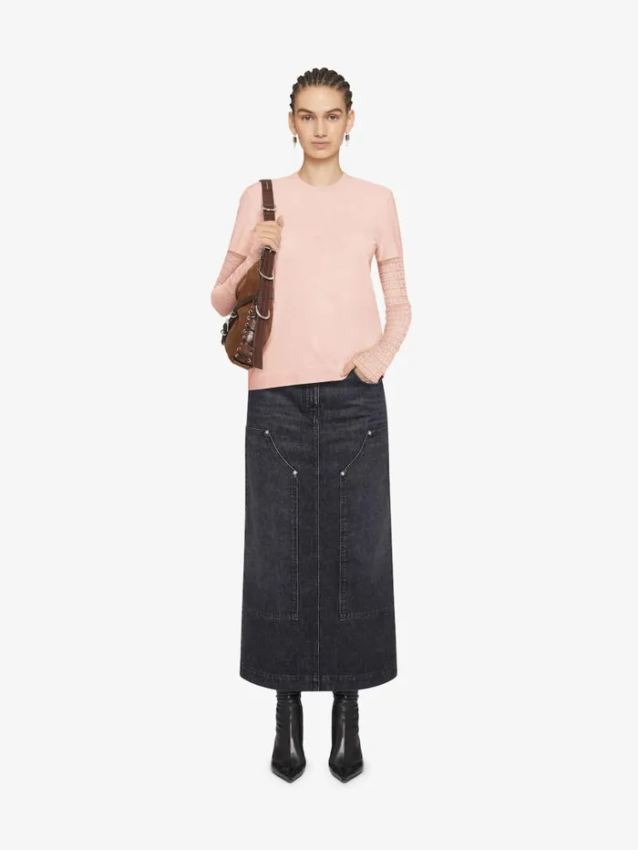 Givenchy Overlapped Slim Fit Tshirt In Cotton And 4G Lace Blush Pink Women TShirts Givenchy Overlapped Slim Fit Tshirt In Cotton And 4G Lace Blush Pink Women TShirts