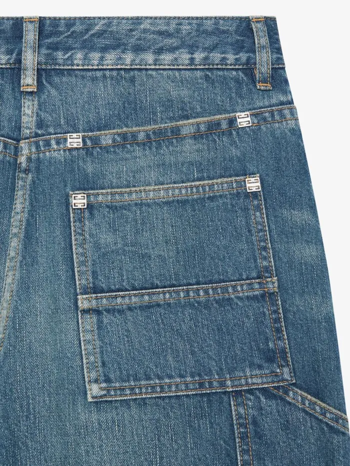 Givenchy Oversized Jeans In Denim With Patches Deep Blue Women Pants and Shorts