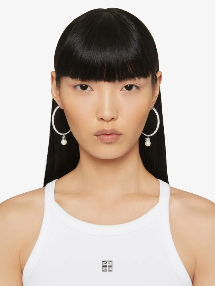 Givenchy Pearl Earrings In Metal With Crystals Whitesilvery Women Jewelry Givenchy Pearl Earrings In Metal With Crystals Whitesilvery Women Jewelry