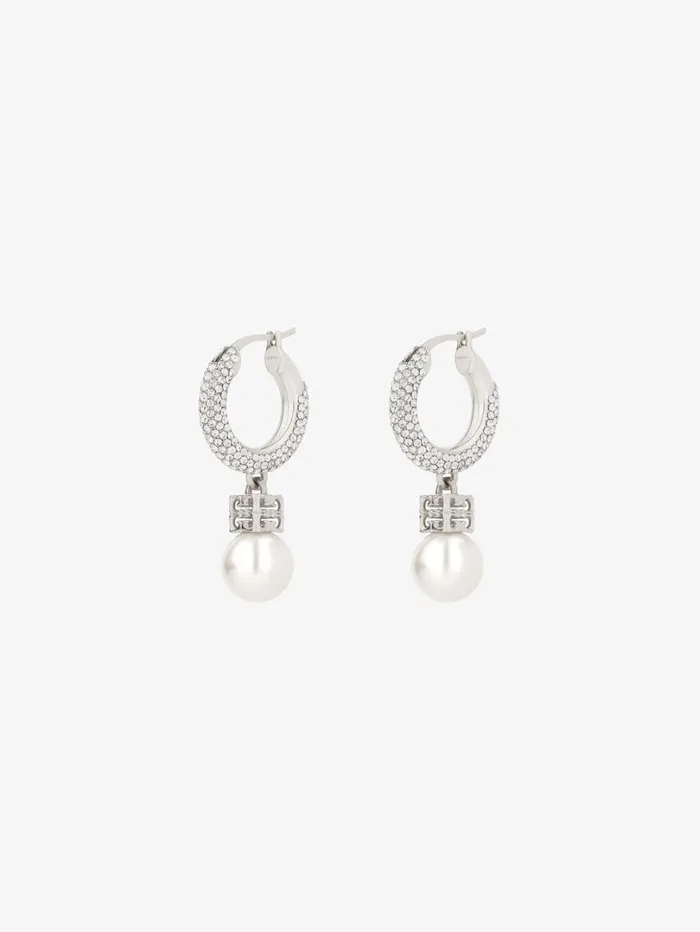 Givenchy Pearl Earrings In Metal With Crystals Whitesilvery Women Jewelry Givenchy Pearl Earrings In Metal With Crystals Whitesilvery Women Jewelry