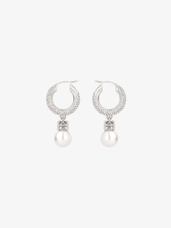 Givenchy Pearl Earrings In Metal With Crystals Whitesilvery Women Jewelry Givenchy Pearl Earrings In Metal With Crystals Whitesilvery Women Jewelry